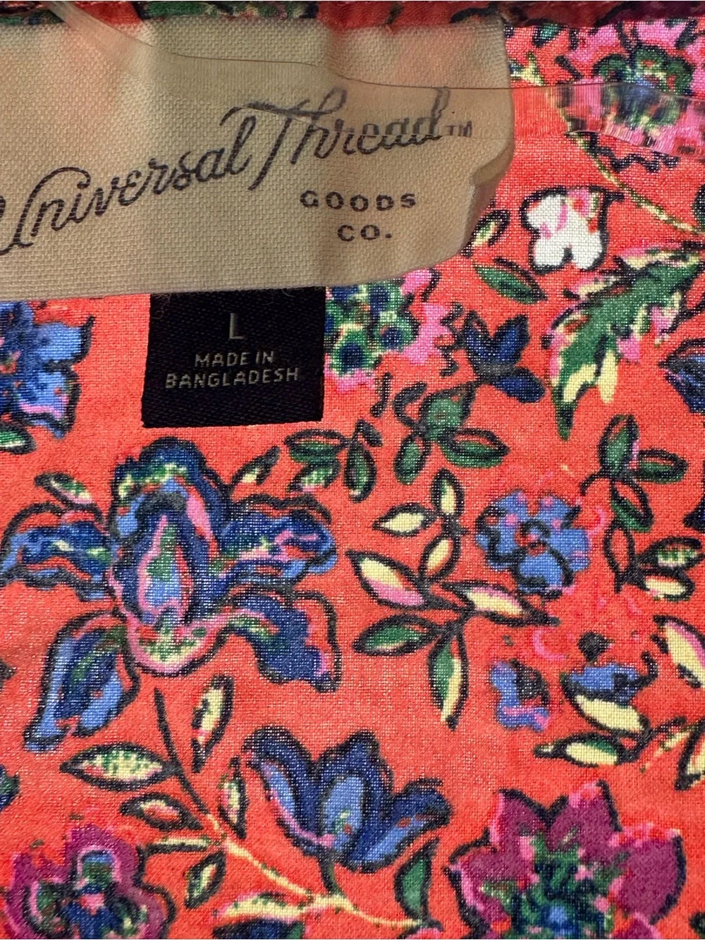 Universal Thread Red Floral V-Neck Puff Sleeve Tunic